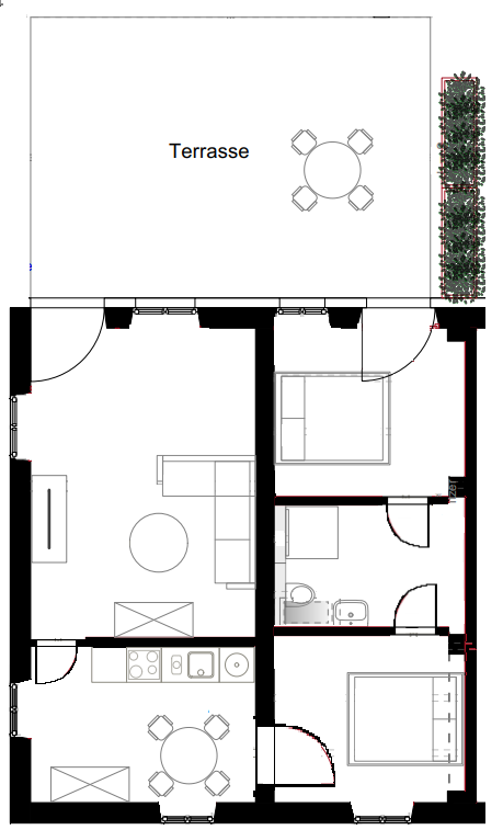 Grundriss Ferienwohnung 3 mit Terasse